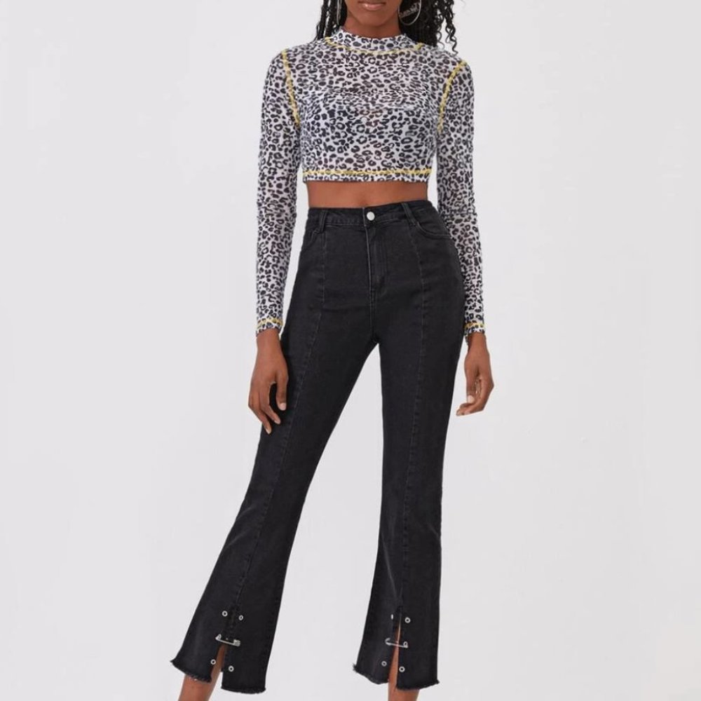 Black Flared Jeans w/ Pins